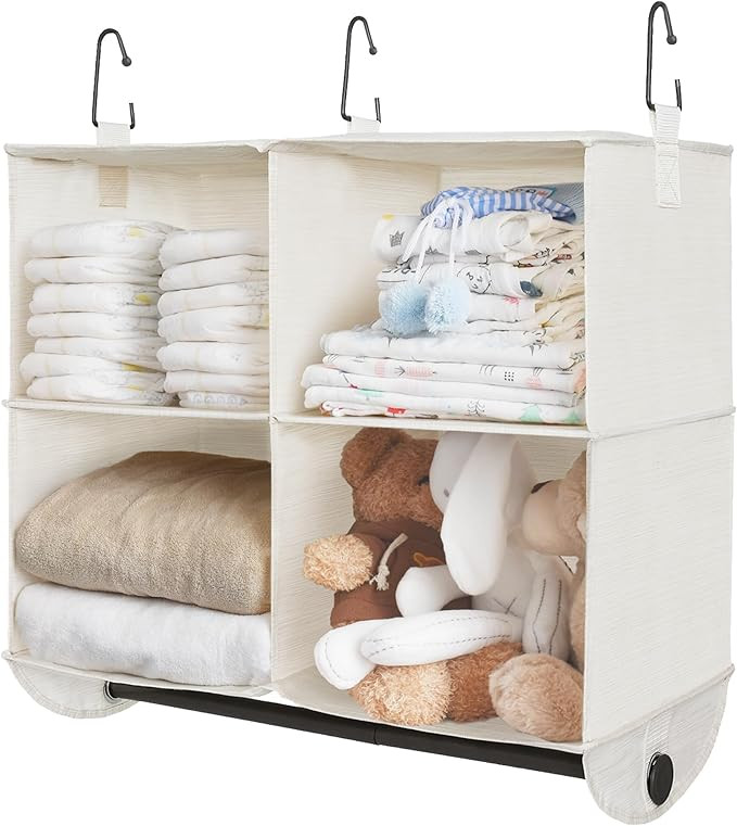 StorageWorks Hanging Closet Organizer with Metal Rod, 4-Section Closet Organizers and Storage, Co... | Amazon (US)