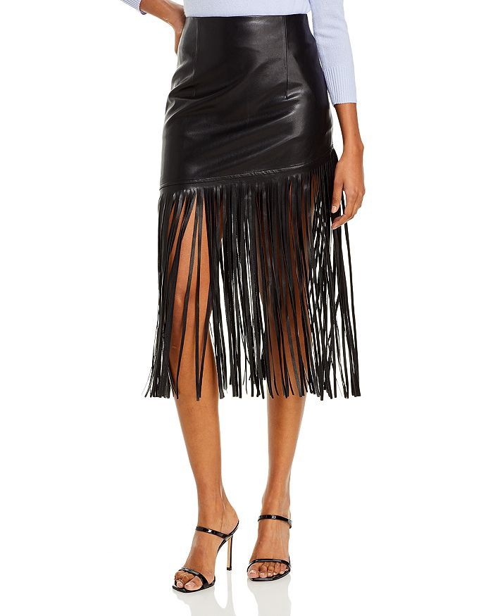 Fringed Faux Leather Midi Skirt | Bloomingdale's (US)