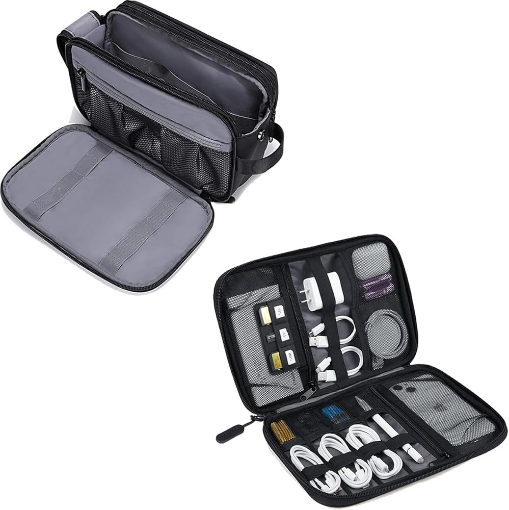 BAGSMART Toiletry Bag & Electronics Organizer Set, Black | Amazon (US)