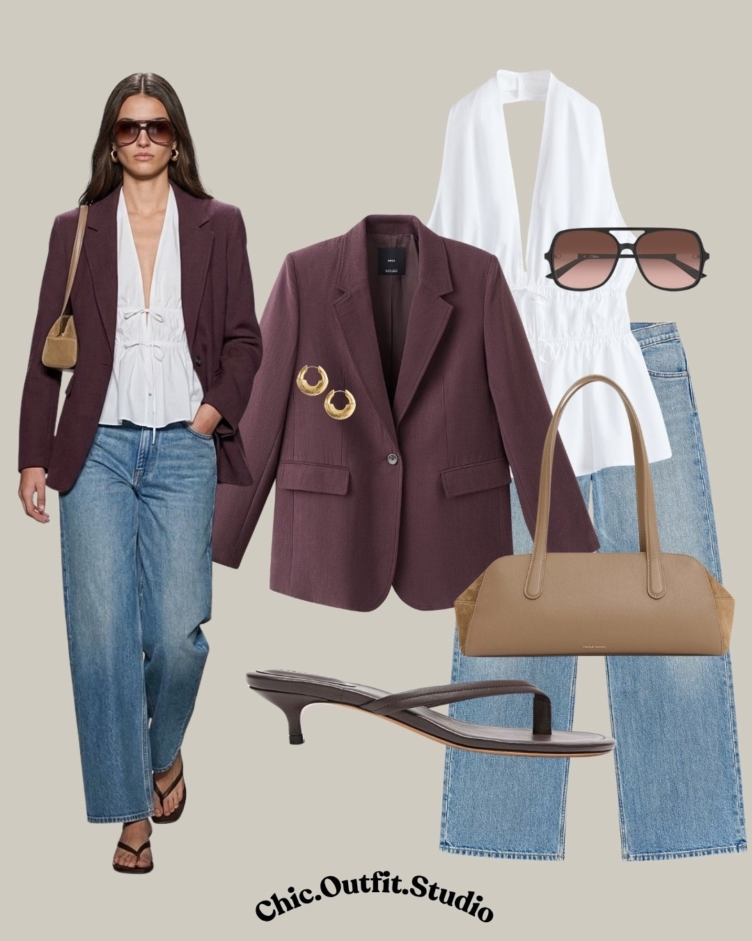 Burgundy Blazer & Denim Effortless Chic

💫A structured burgundy blazer layered over a soft white blouse and relaxed blue jeans creates a timeless smart casual spring outfit. Styled with minimal kitten heels and a neutral shoulder bag, this look balances polish and ease—perfect for elevated everyday dressing with a subtle statement color.

💫Ideal for work-from-café days, casual office outfits, brunch dates, or city strolls.

💫Tags: burgundy blazer outfit women, blazer with jeans outfit, spring smart casual outfit, white blouse outfit women, kitten heels outfit, everyday chic outfit, european style outfit, casual elegant outfit, denim outfit ideas women, transitional weather outfit, classic casual chic

#LTKstyletip #LTKspring #LTKjeans