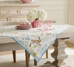 Bunny Embroidered Cotton Table Throw | Pottery Barn (US)