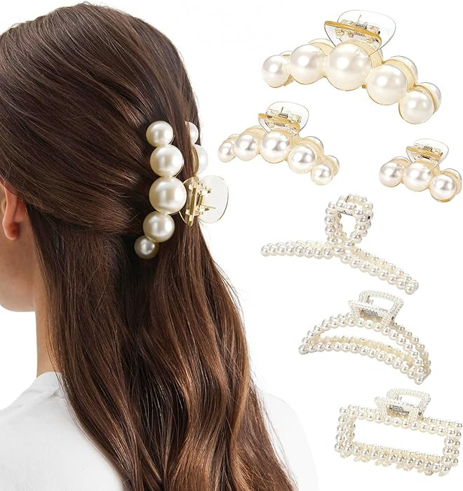 CWJCYTNSN 6 PCS Hair Clips for Women Large Hair Claw Clips for Thin Thick Curly Hair Styling Pear... | Amazon (US)