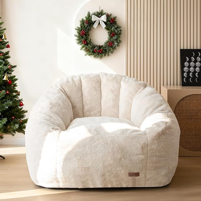 MAXYOYO Giant Bean Bag Chair, Oversized Bean Bag Couch for Adults and Kids, Faux Fur Shell-Shaped... | Amazon (US)