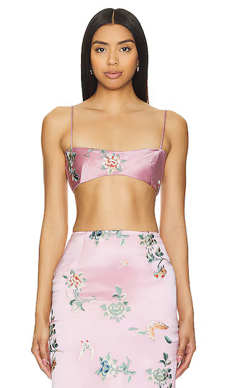Embroidered Bralette in Pink | Revolve Clothing (Global)