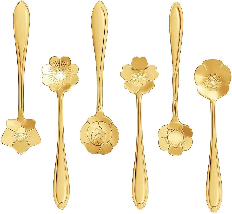 Stainless Steel Creative Flower Coffee Spoon Soup Spoons Sugar Spoons, Ice-Cream Tea Stirring Spo... | Amazon (US)