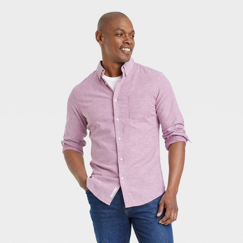 Men's Slim Fit Stretch Oxford Long Sleeve Button-Down Shirt - Goodfellow & Co™ | Target