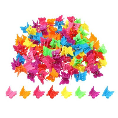 Unique Bargains Girls Mini Hair Clips Butterfly Shaped Cute Hair Accessories Multicolor 100 Pcs | Target