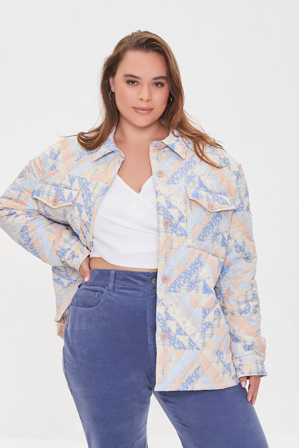 Plus Size Quilted Patternblock Shacket | Forever 21 | Forever 21 (US)