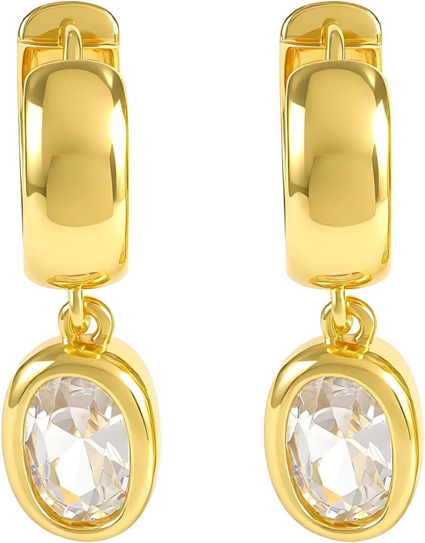 14K Gold Plated Huggie Chunky Dangle Earrings For Women, Hypoallergenic Cubic Zirconia Statement Jewelry Gifts for Daily Party Holiday | Amazon (US)