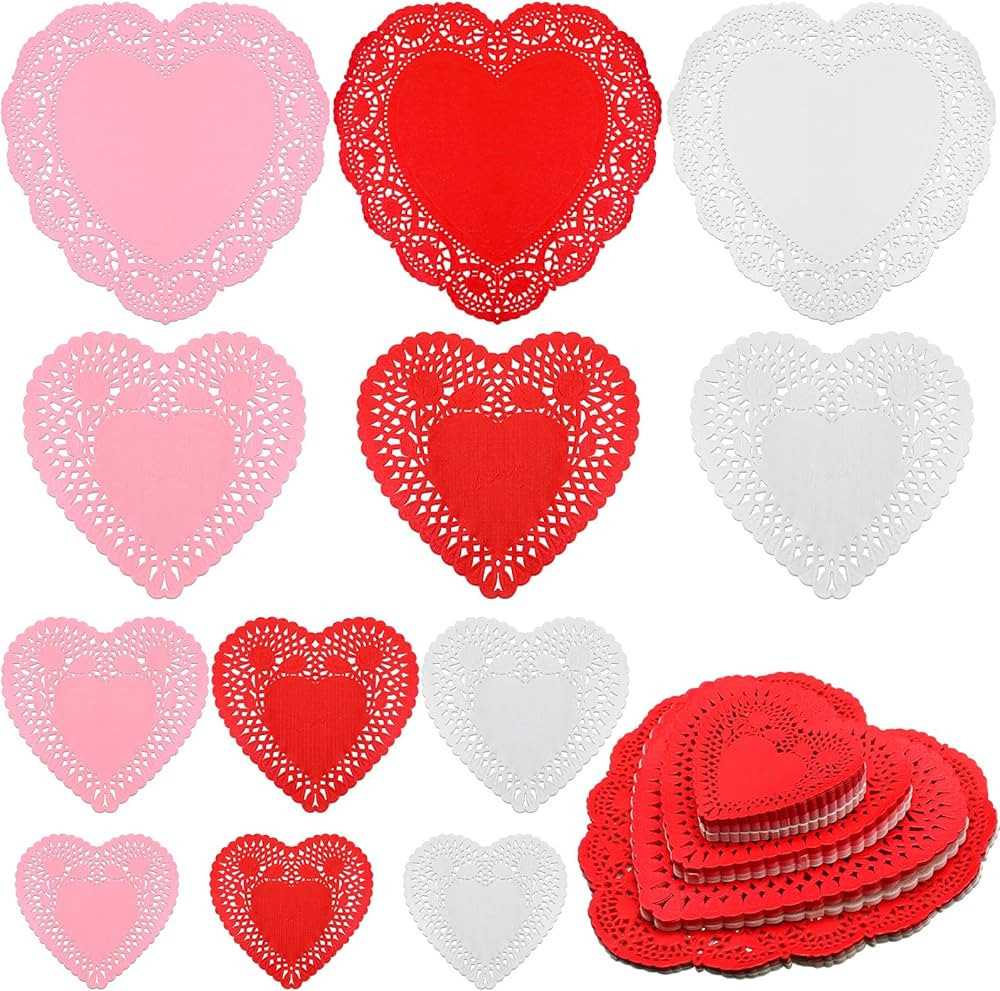 Valentine Heart Doilies Set Valentine's Heart Paper Doilies Heart Shaped Paper Doilies Doilies Cr... | Amazon (US)