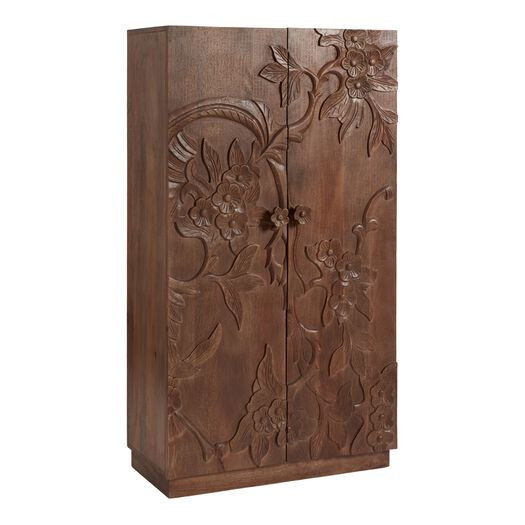 CRAFT Zian Hand Carved Wood Floral Storage Cabinet by World Market | World Market