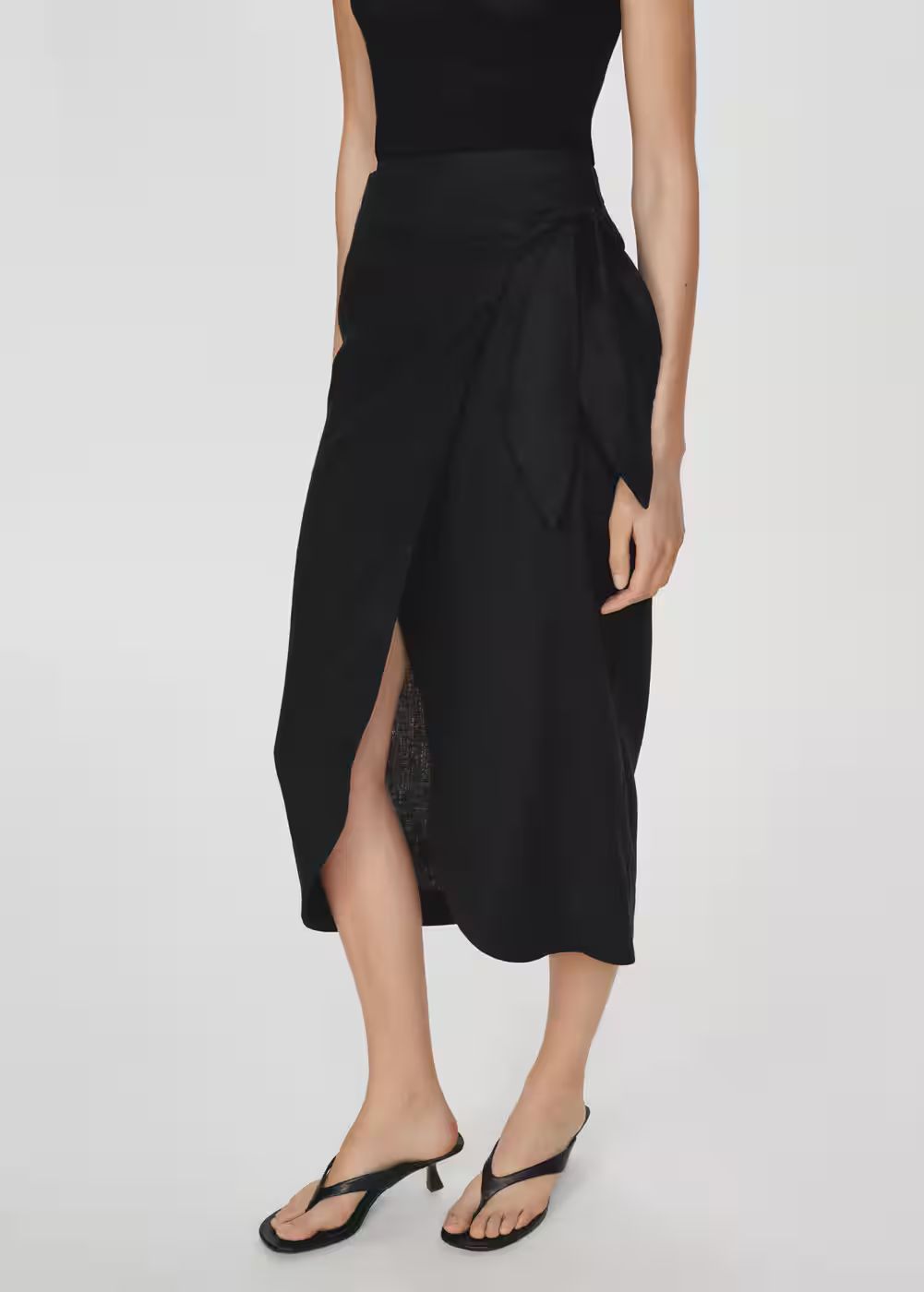 Bow linen skirt -  Women | Mango USA | MANGO (US)