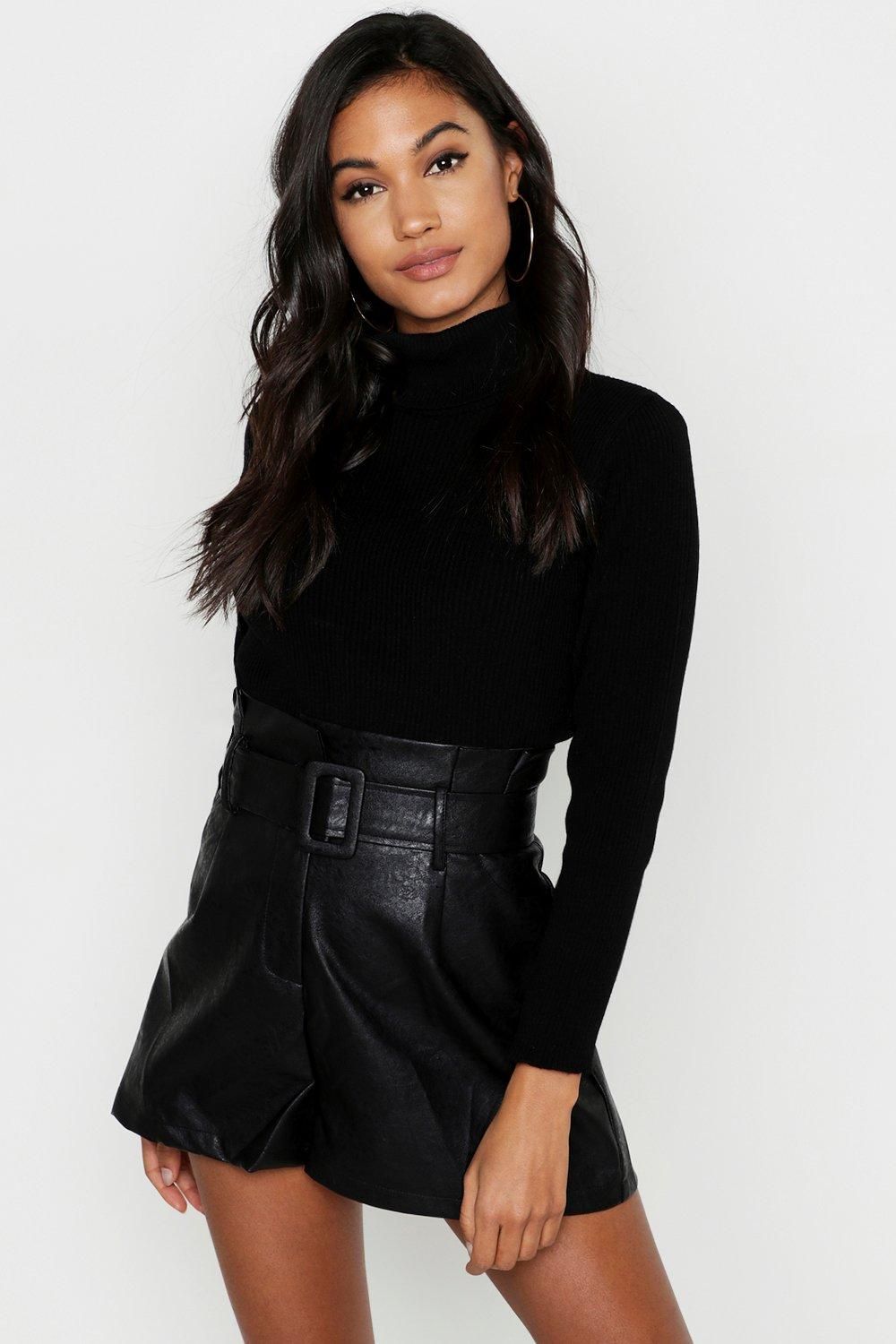 Leather Look Belted Shorts | Boohoo.com (UK & IE)