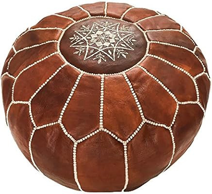 Marrakesh Gallery Moroccan Pouf - Genuine Goatskin Leather - Bohemian Living Room Decor - Hassock... | Amazon (US)