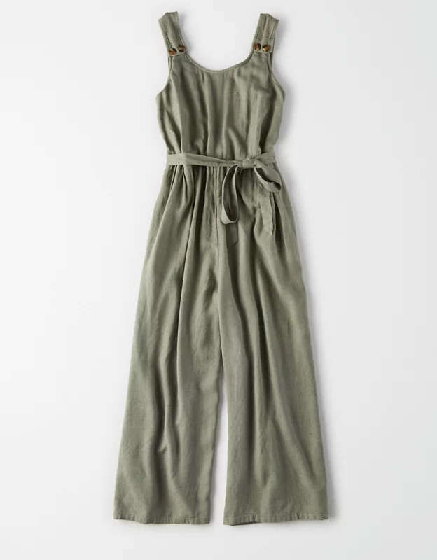 AE Tie Waist Wide Leg Jumpsuit | American Eagle Outfitters (US & CA)