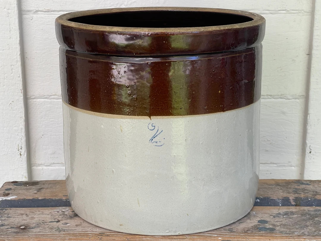 Antique Crock 2 Gallon Crock Pickling Crock Stoneware Crock Vintage Crocks Large Crocks Farmhouse... | Etsy (US)