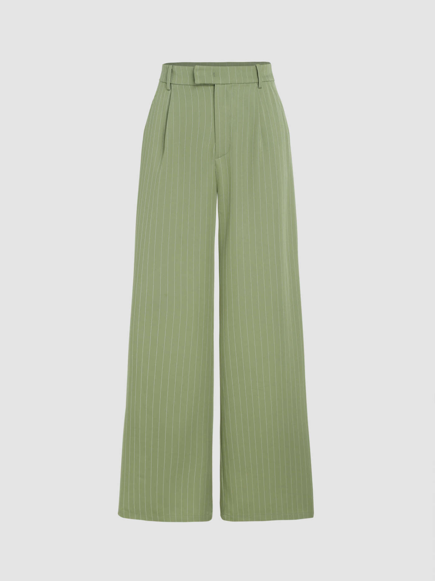 Striped Pleated Buckle Wide Leg Trousers | Cider
