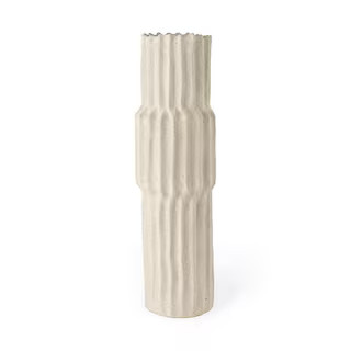23 in. White Ceramic Cylinder Decorative Vase | The Home Depot