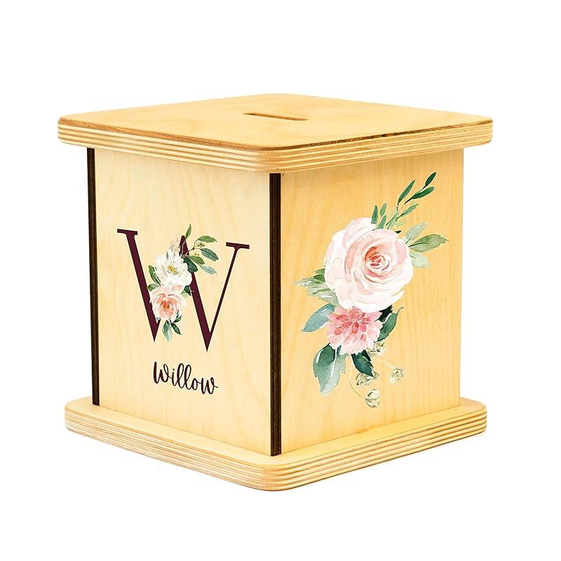 Floral Wooden Piggy Bank, Personalized Gifts For Kids, Handmade In USA | Amazon (US)