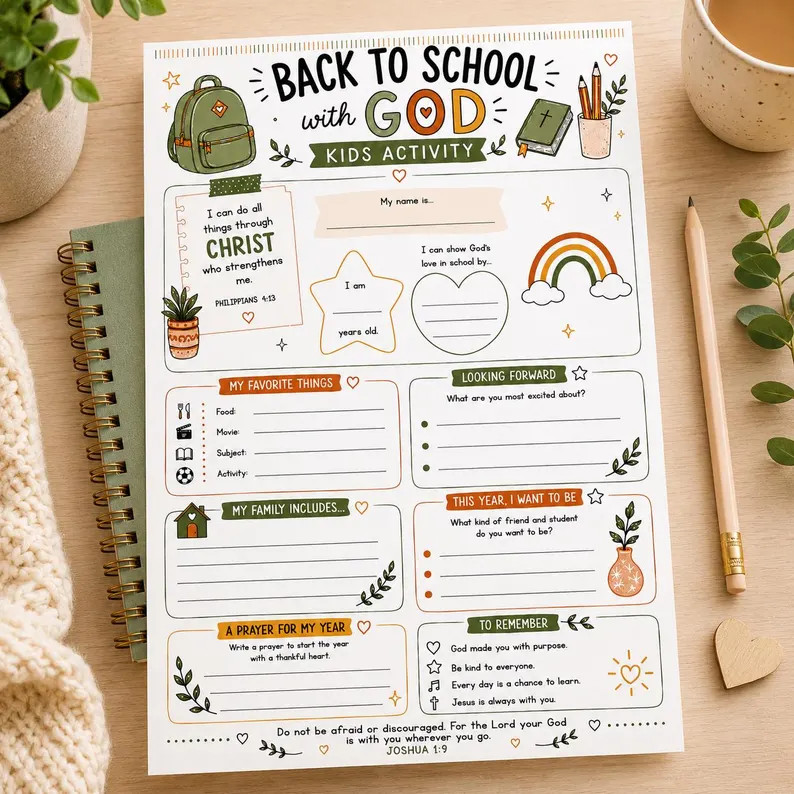 Christian Back-to-School Printable | Kids Activity | Christian School & Homeschool Worksheet | Etsy (Global)