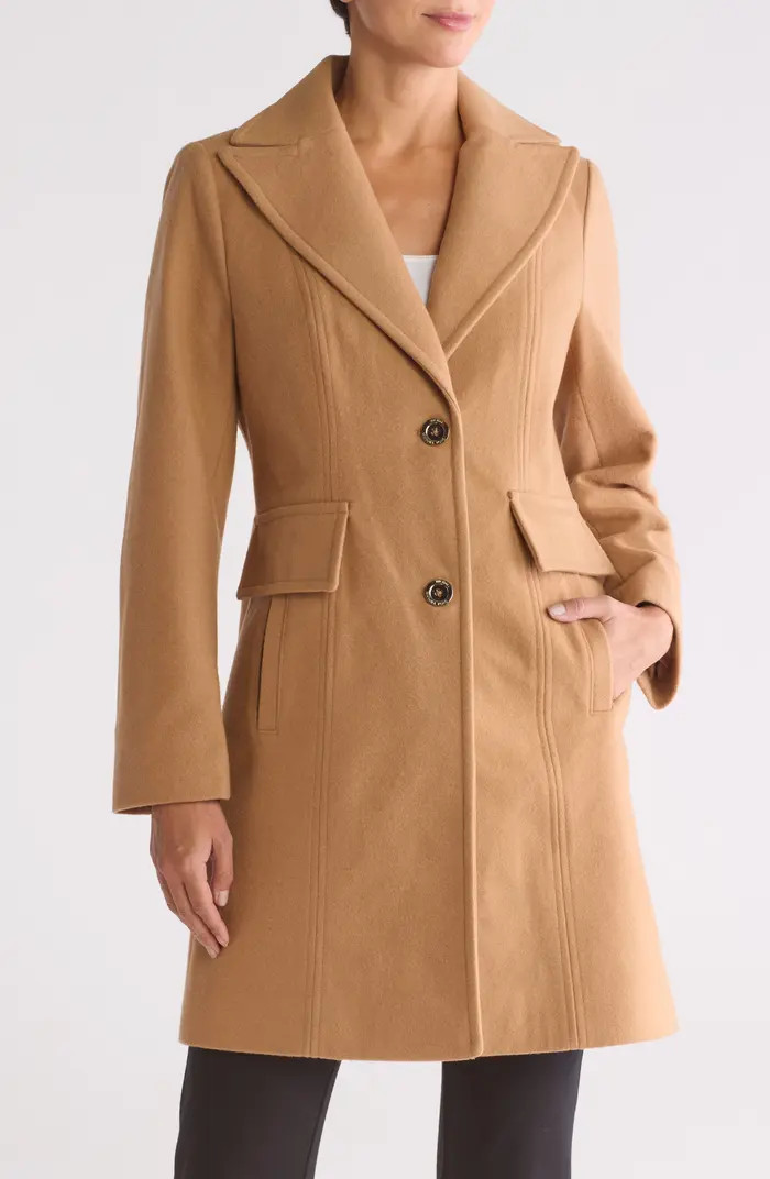 Peak Lapel Wool Blend Coat | Nordstrom Rack