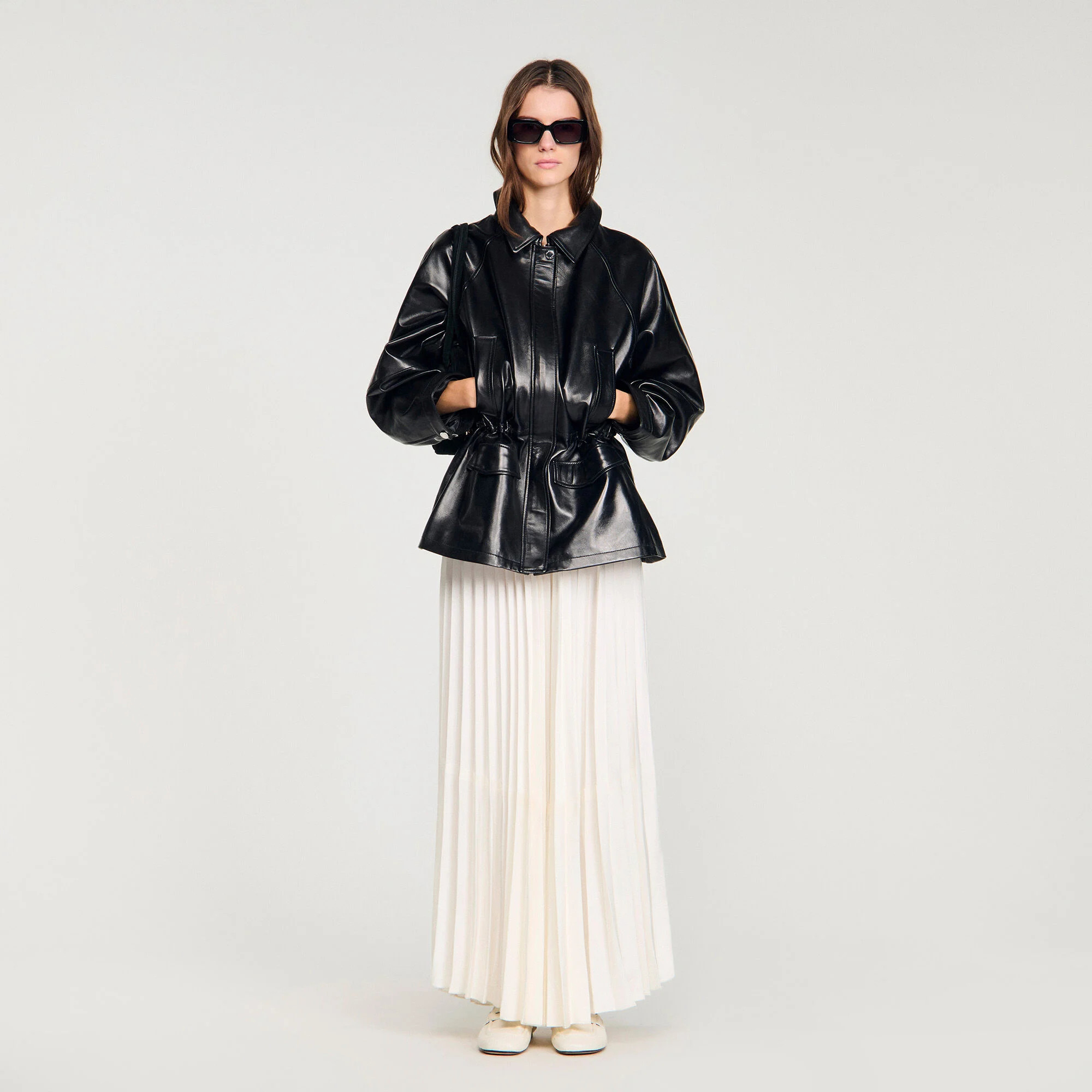 Smooth leather jacket | Sandro-Paris US