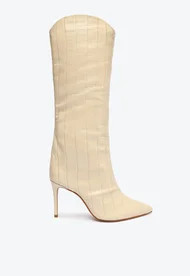 Bota Salto Alto Maryana Couro Creme | Schutz BR
