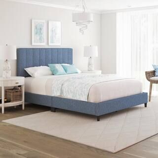 Boyd Sleep Lily Blue Linen King Upholstered Platform Bed Frame LHBU970EK - The Home Depot | The Home Depot