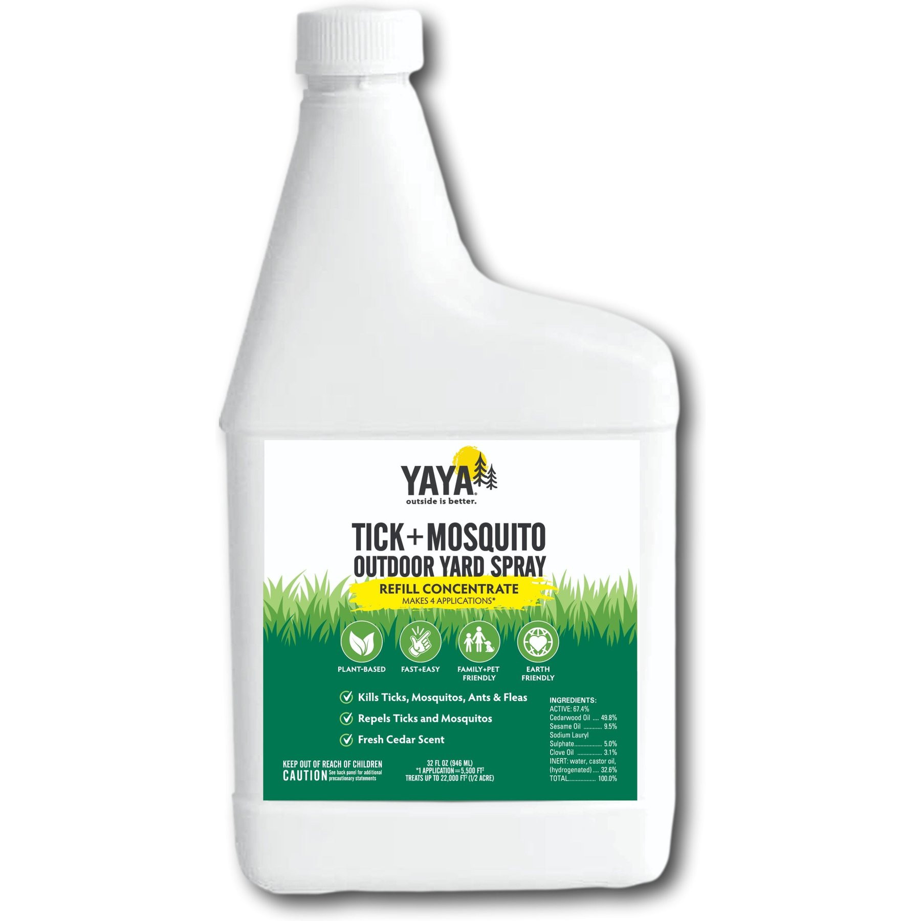 YAYA Organics Tick+Mosquito Outdoor Yard Concentrate Dog Spray, 32-fl oz bottle | Chewy