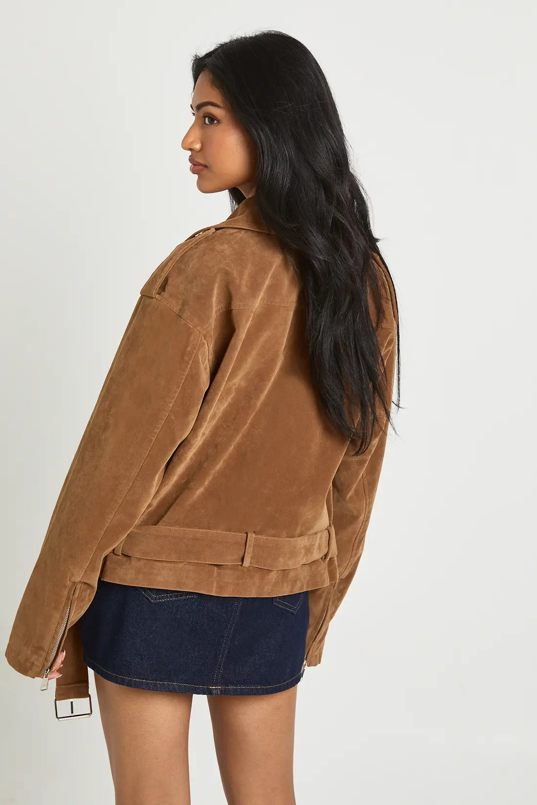 Vintage Suede Look Oversized Biker Jacket | Boohoo.com (UK & IE)