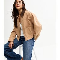Women's Tan Contrast Collar Barn Jacket New Look | New Look (UK)
