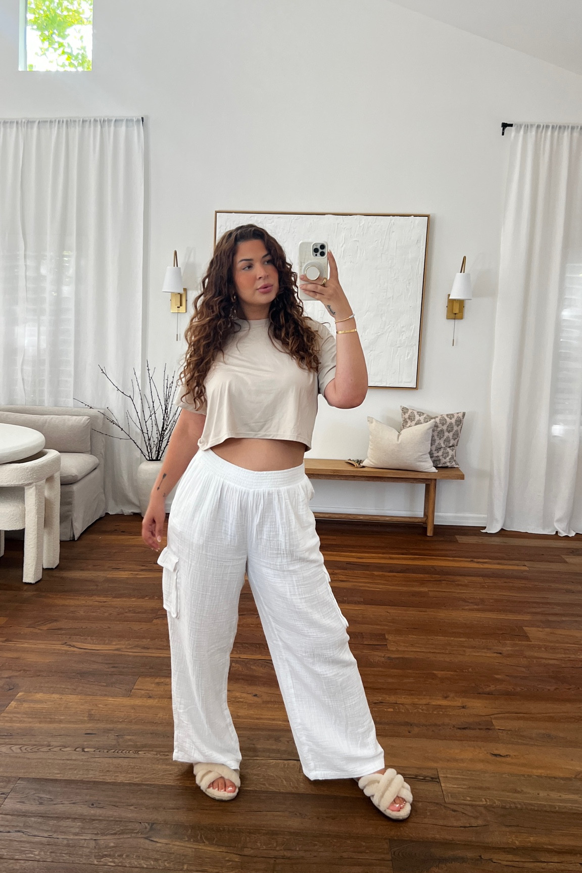 Size L in pants (runs big)
This T shirt was gifted to me and is a size Small (LOL wow) but clearly runs very oversized 