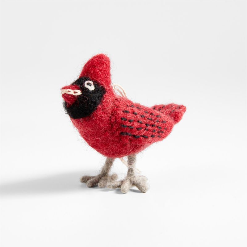 Hand-Crafted Felted Wool Cardinal Christmas Tree Ornament + Reviews | Crate & Barrel | Crate & Barrel