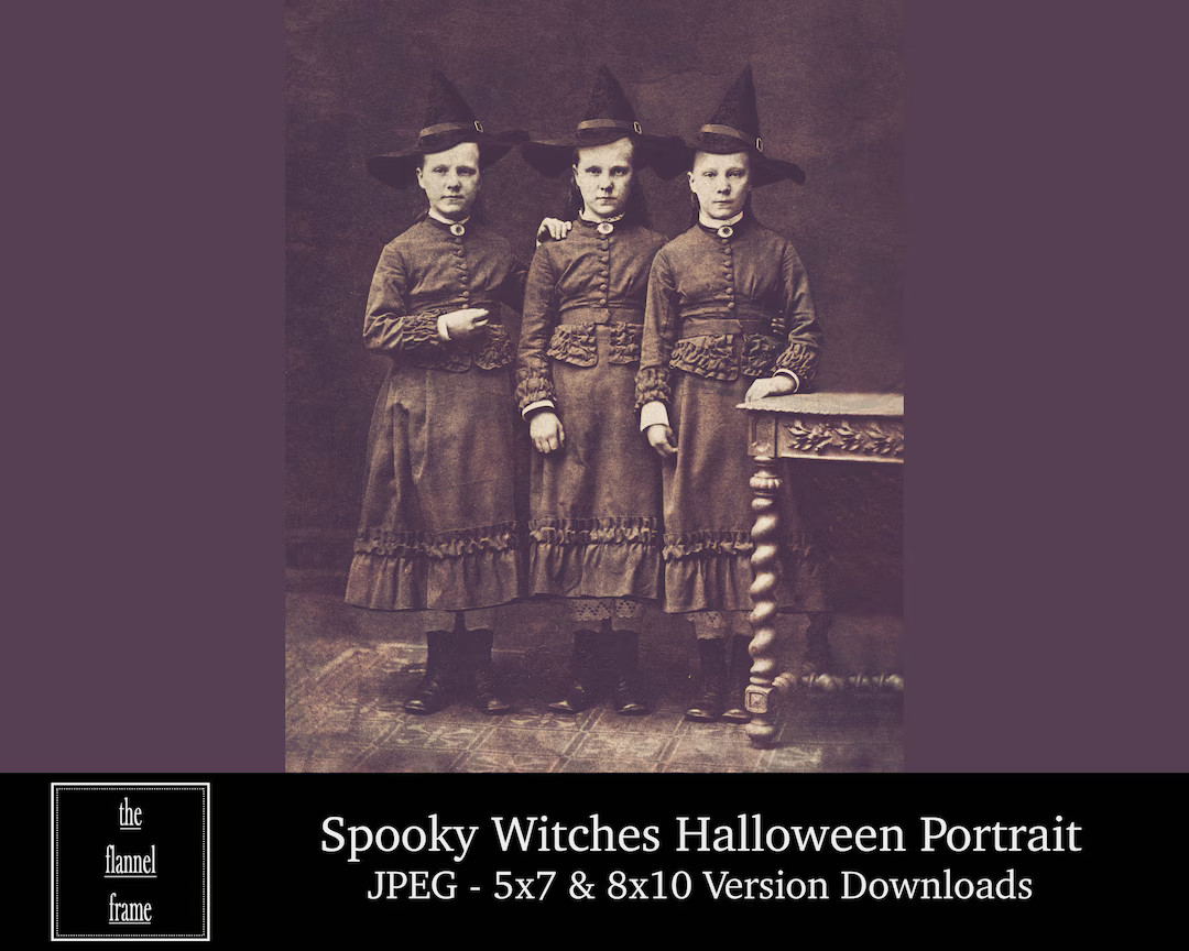 Vintage Halloween Portrait Photo - Spooky Witch Victorian Photograph - Printable Picture - Downlo... | Etsy (US)