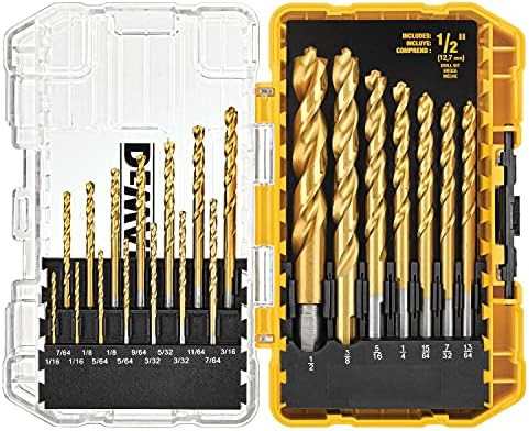 DEWALT Titanium Nitride Coated Drill Bit Set, Pilot Point, 21-Piece (DW1361) - Jobber Drill Bits ... | Amazon (US)