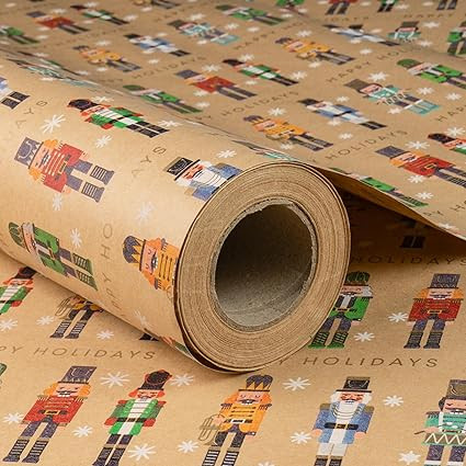 RUSPEPA Christmas Wrapping Paper, Jumbo Roll Kraft Paper - Nussknacker Solider Design for Holiday... | Amazon (US)