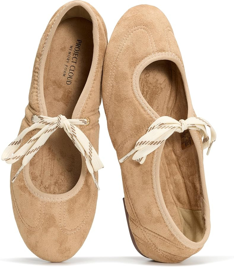 Project Cloud 100% Genuine Leather Mary Jane Shoes Women - Womens Ballet Flats with Memory Foam I... | Amazon (US)