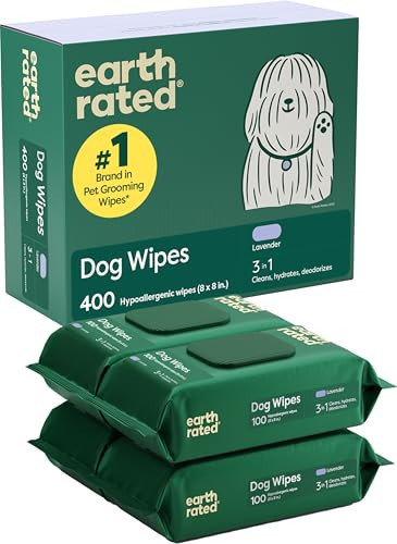 Earth Rated Dog Wipes, Hypoallergenic, Cleaning and Hydrating, for Grooming Paws, Body and Butt, Lavender Scented, 400 Count | Amazon (US)