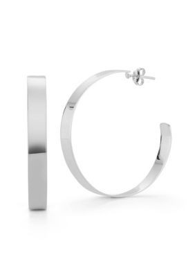 Sphera Milano Sterling Silver Large Flat Thin Hoop Earrings | Belk