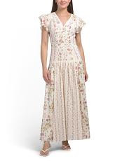 Flutter Sleeve Mixed Floral Maxi Dress | TJ Maxx