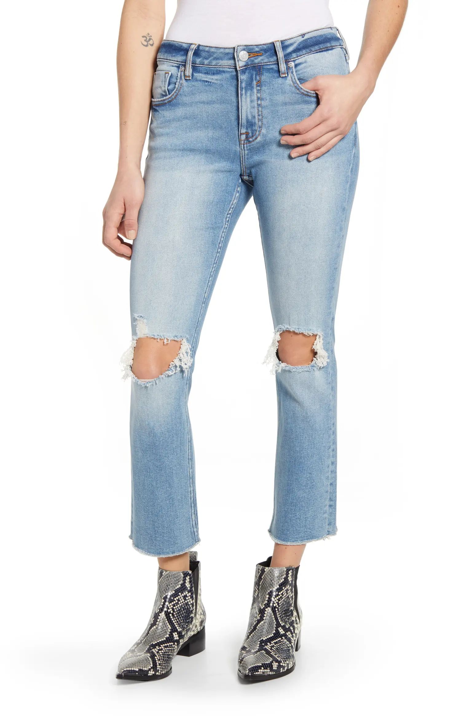 Stevie Ripped Crop Straight Leg Jeans | Nordstrom