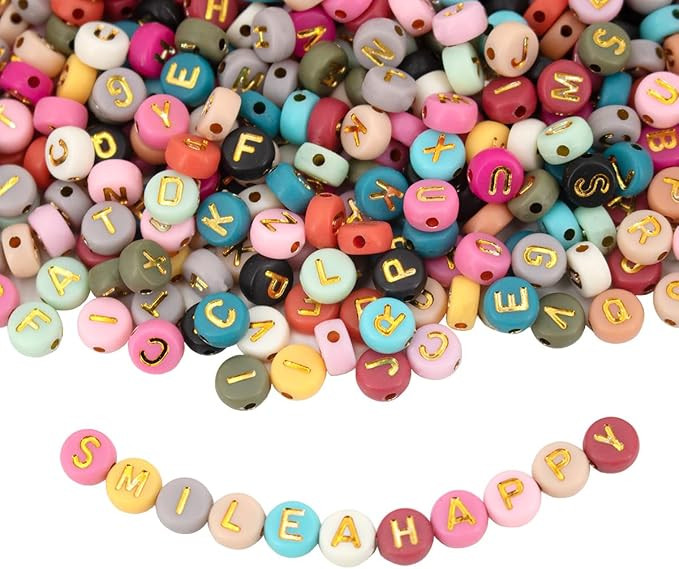 1200pcs Acrylic Letter Beads Alphabet Beads Round Mixed A-Z Alphabet Letter Bead Spacer Loose Bea... | Amazon (US)