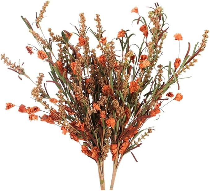 Hilai Artificial Fall Flowers, 2 Bundles Faux Flower Stems Dried Floral Arrangement Artificial Si... | Amazon (UK)