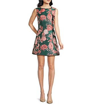 Abbey Glass Avery Jacquard Crew Neckline Sleeveless Mini Dress - S | Dillard's