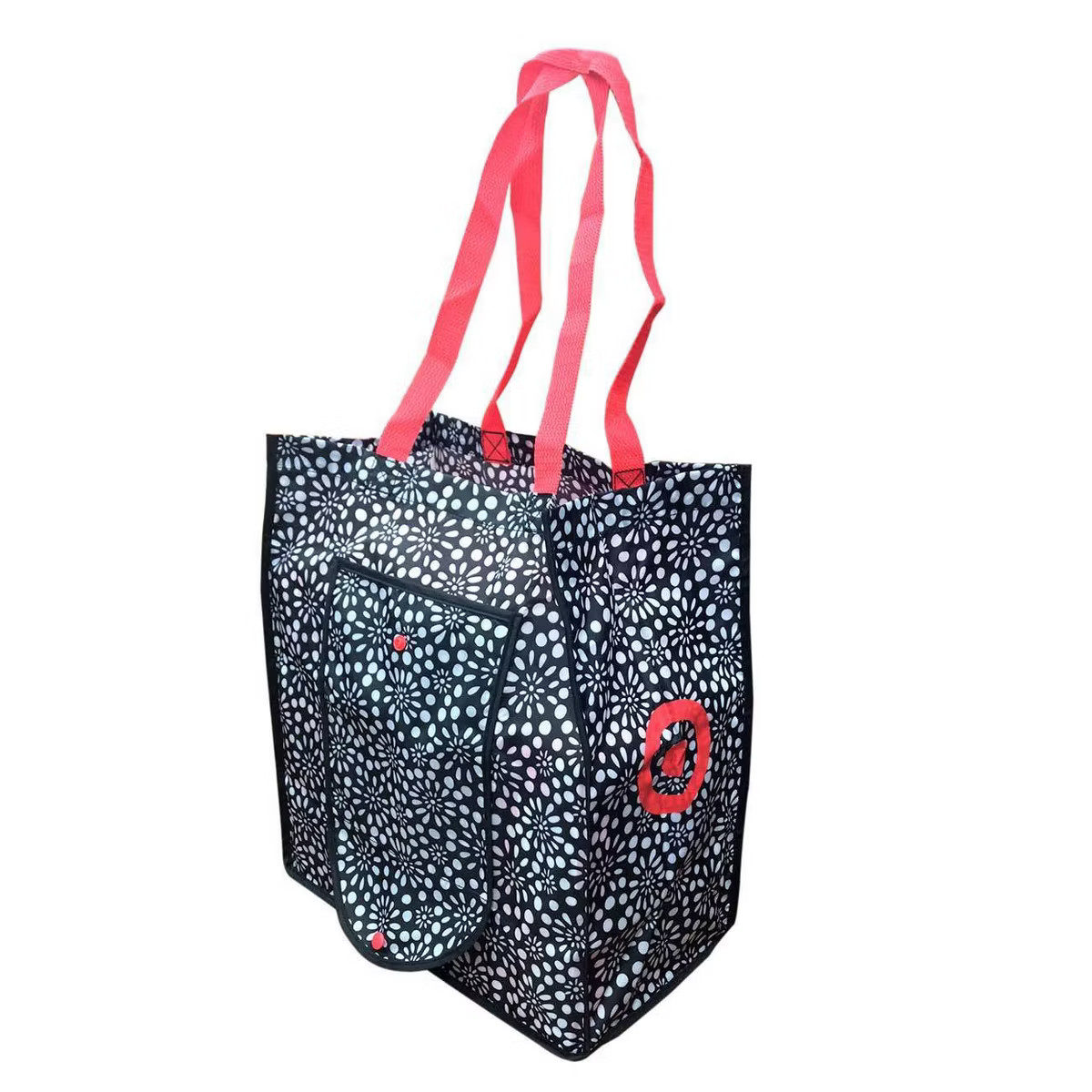 Burst Print Foldable Tote Bag - Black/Red | Target