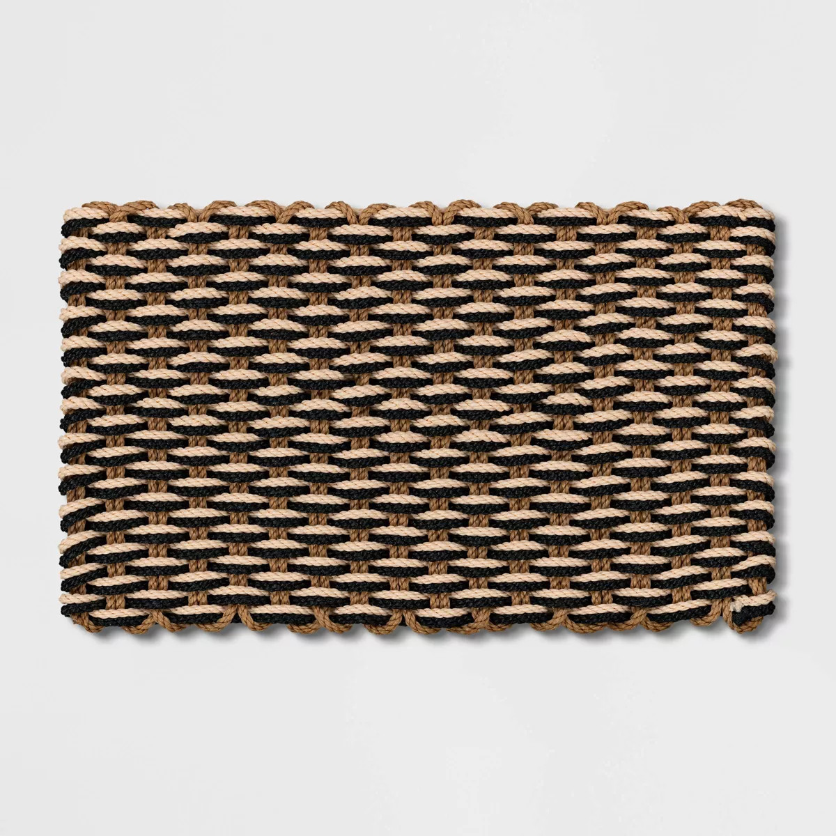 1'6"x2'6" Rope Braided Basket Weave Doormat Black/Brown/Cream - Threshold™: Outdoor Front Door ... | Target
