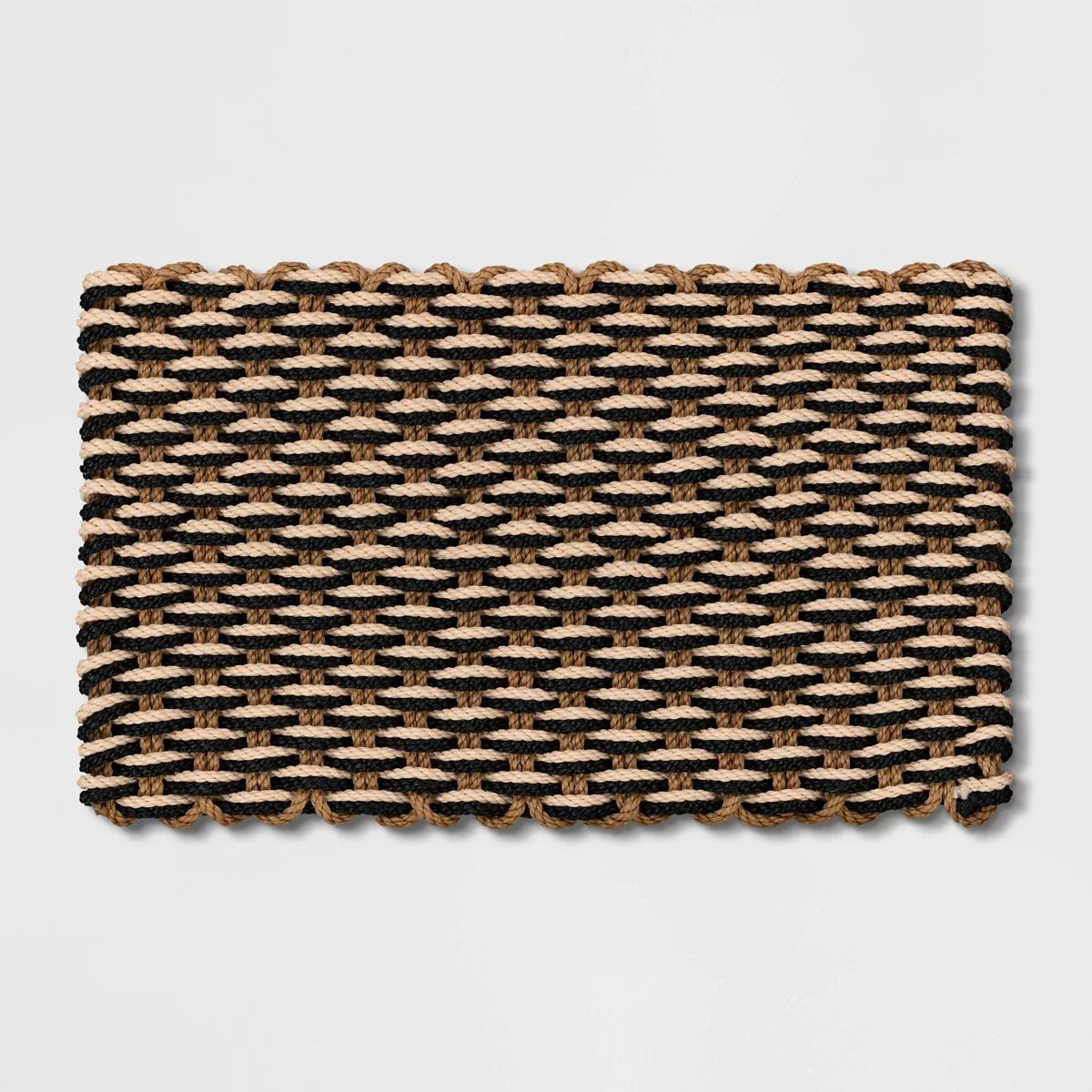 1'6"x2'6" Rope Braided Basket Weave Doormat Black/Brown/Cream - Threshold™ | Target