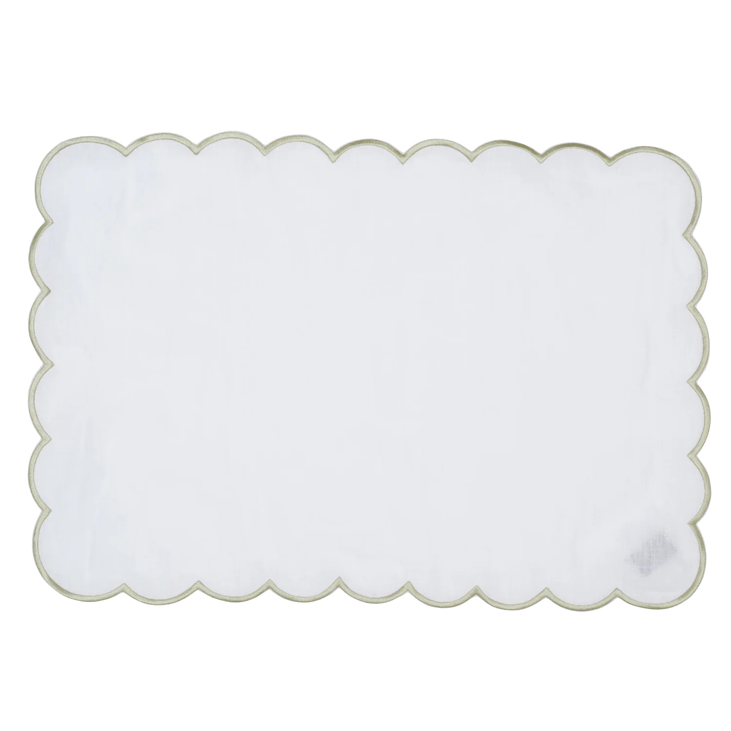 White and Sage Scalloped Placemat - Set of 4 | In the Roundhouse