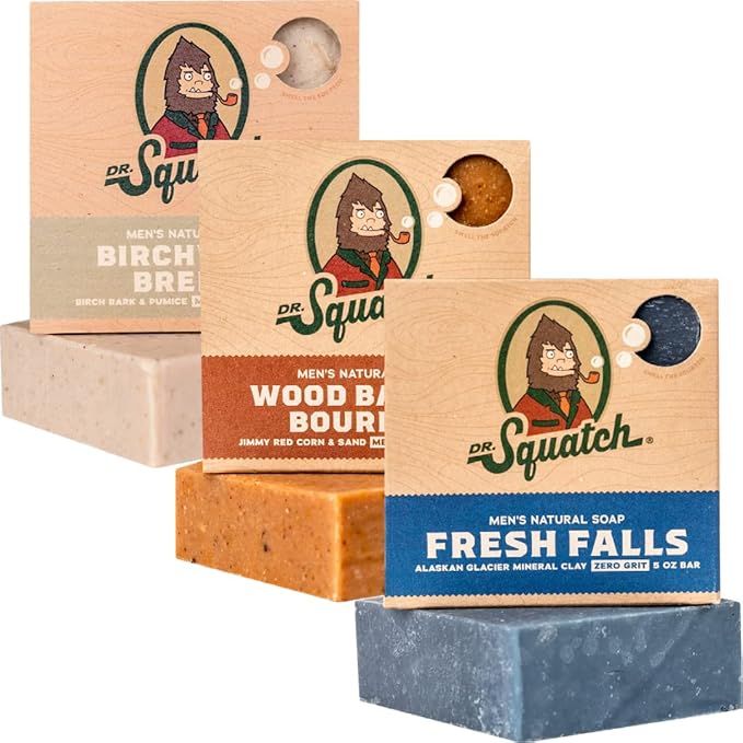Amazon.com : Dr. Squatch All Natural Bar Soap for Men, 3 Bar Variety Pack, Wood Barrel Bourbon, F... | Amazon (US)