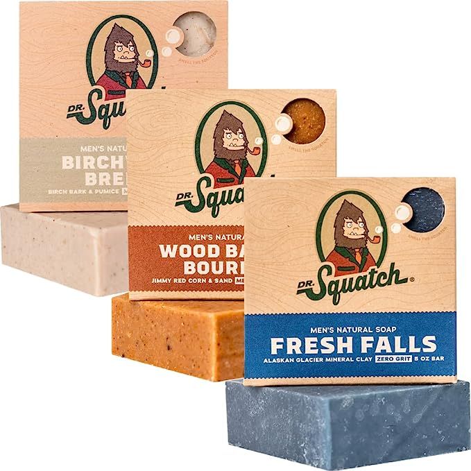 Amazon.com : Dr. Squatch All Natural Bar Soap for Men, 3 Bar Variety Pack, Wood Barrel Bourbon, F... | Amazon (US)